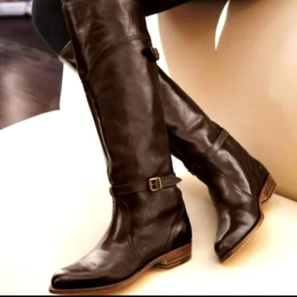 Frye Dorado Brown Leather Riding Boots 8M - Picture 2 of 10